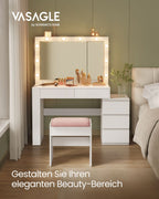 Kaptafel met LED-verlichting en wolkenwitte spiegel