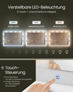 Kaptafel met LED-verlichting en wolkenwitte spiegel