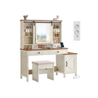 Kaptafel – Spiegelverlichting en Meerdere Lades – Witte Houtlook – Slaapkamer