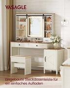 Kaptafel – Spiegelverlichting en Meerdere Lades – Witte Houtlook – Slaapkamer