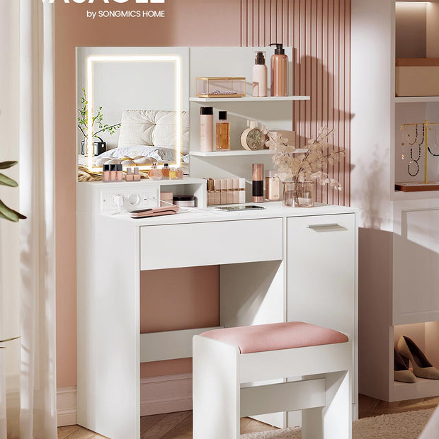 Kaptafel – Make-up Tafel  – Met LED spiegel –  40 x 80 x 132 – Met1 lade