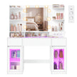 Kaptafel met Spiegel - RGB-Verlichting - Met Stopcontact - 2 Kastjes - Mat Wit