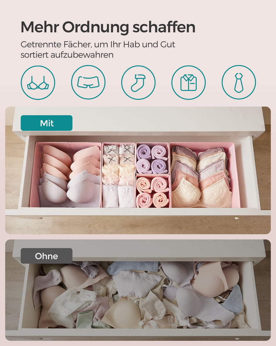 Opbergdoos Set van 12 – Pastelroze Kleur