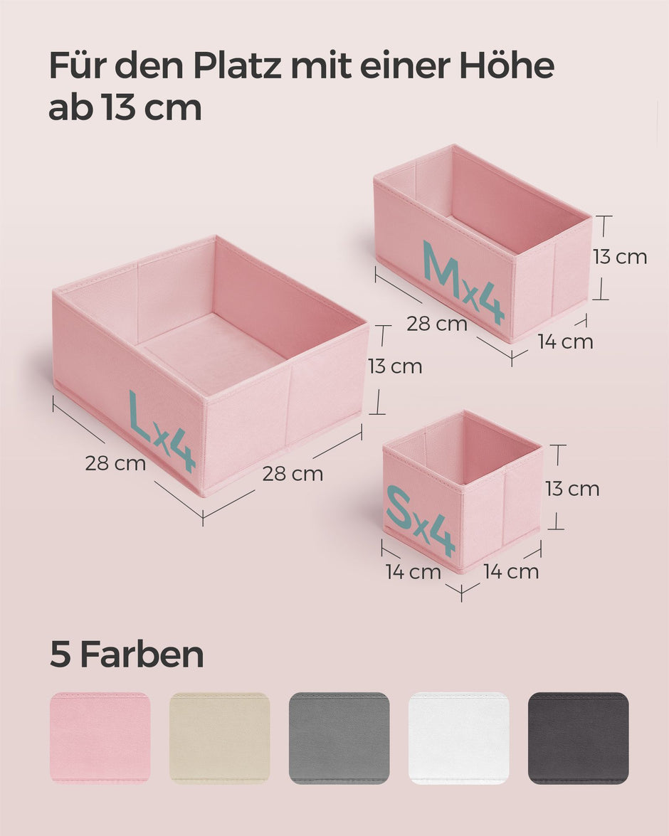 Opbergdoos Set van 12 – Pastelroze Kleur
