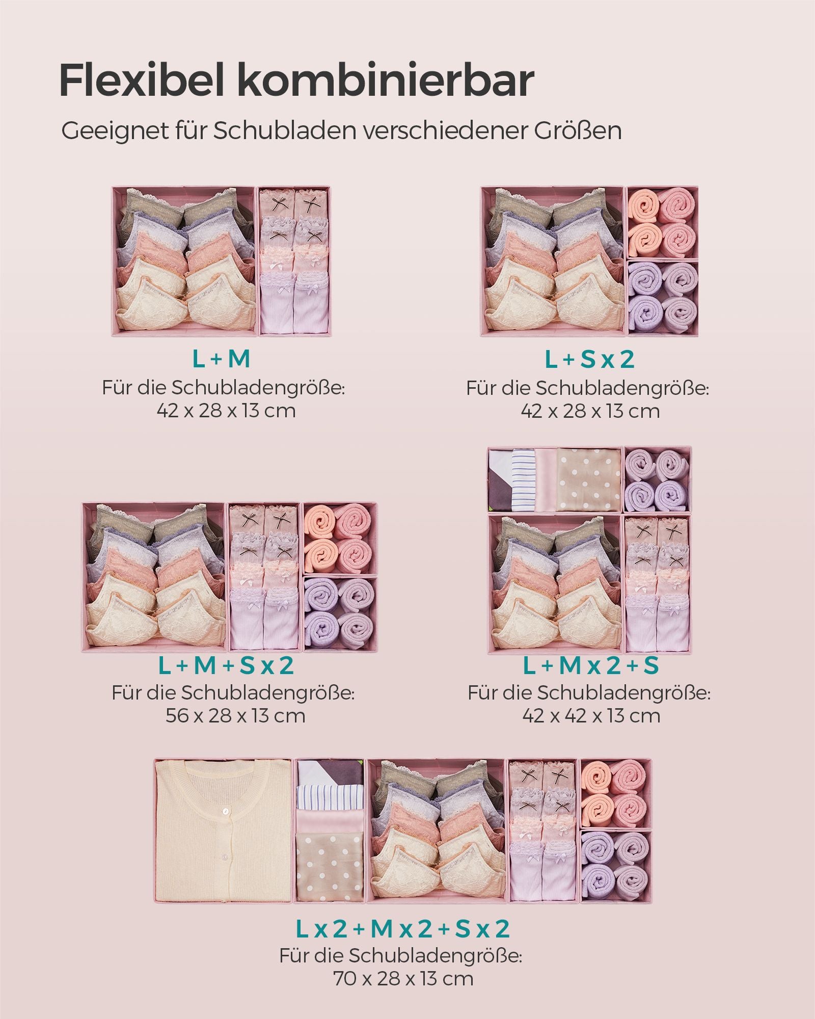 Opbergdoos Set van 12 – Pastelroze Kleur