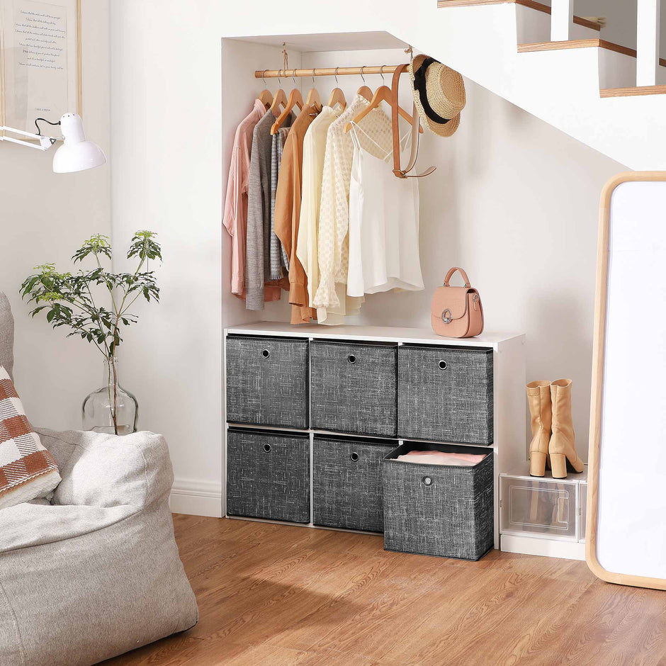 Opbergdozen – Set van 6 – Stof – Zwart