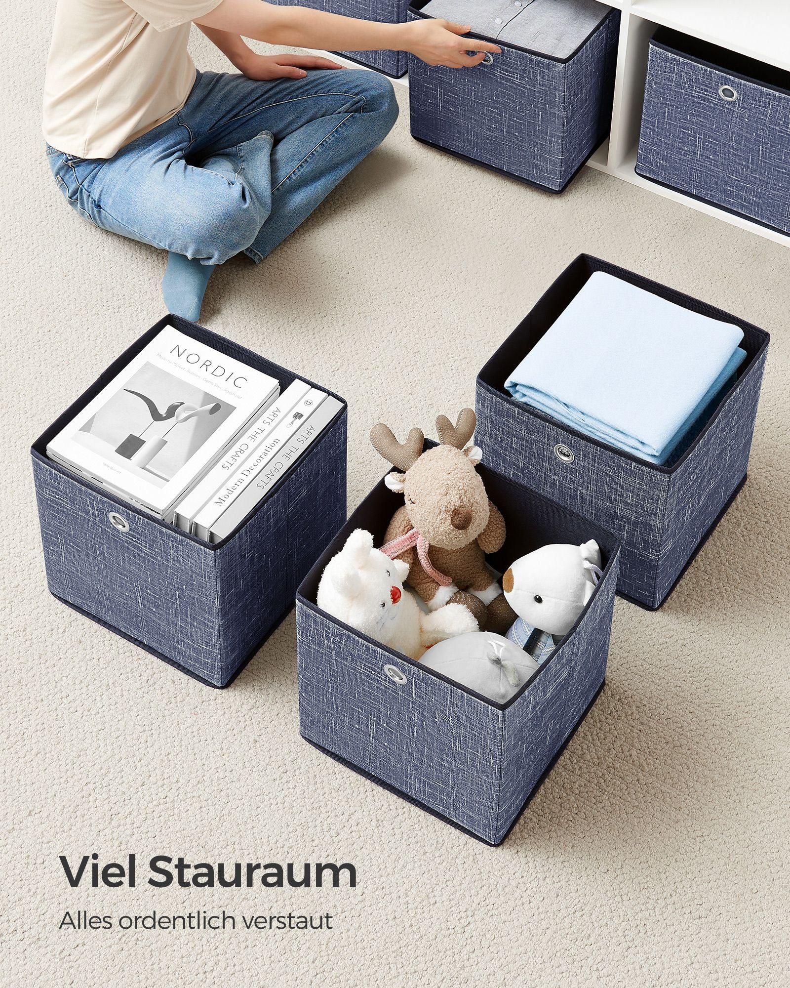 Opbergboxen – set van 6 – mistblauw