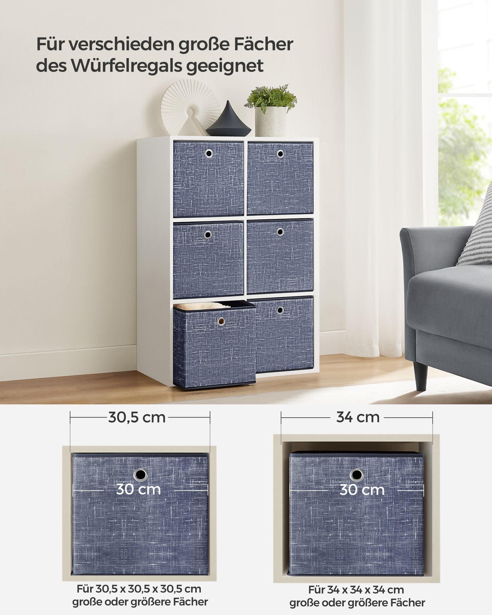 Opbergboxen – set van 6 – mistblauw
