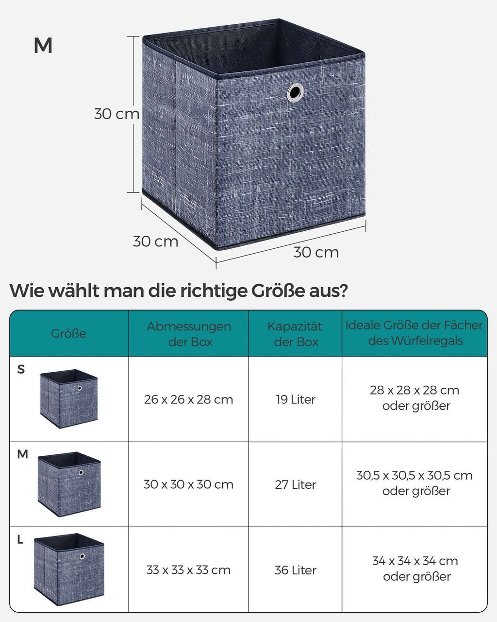 Opbergboxen – set van 6 – mistblauw