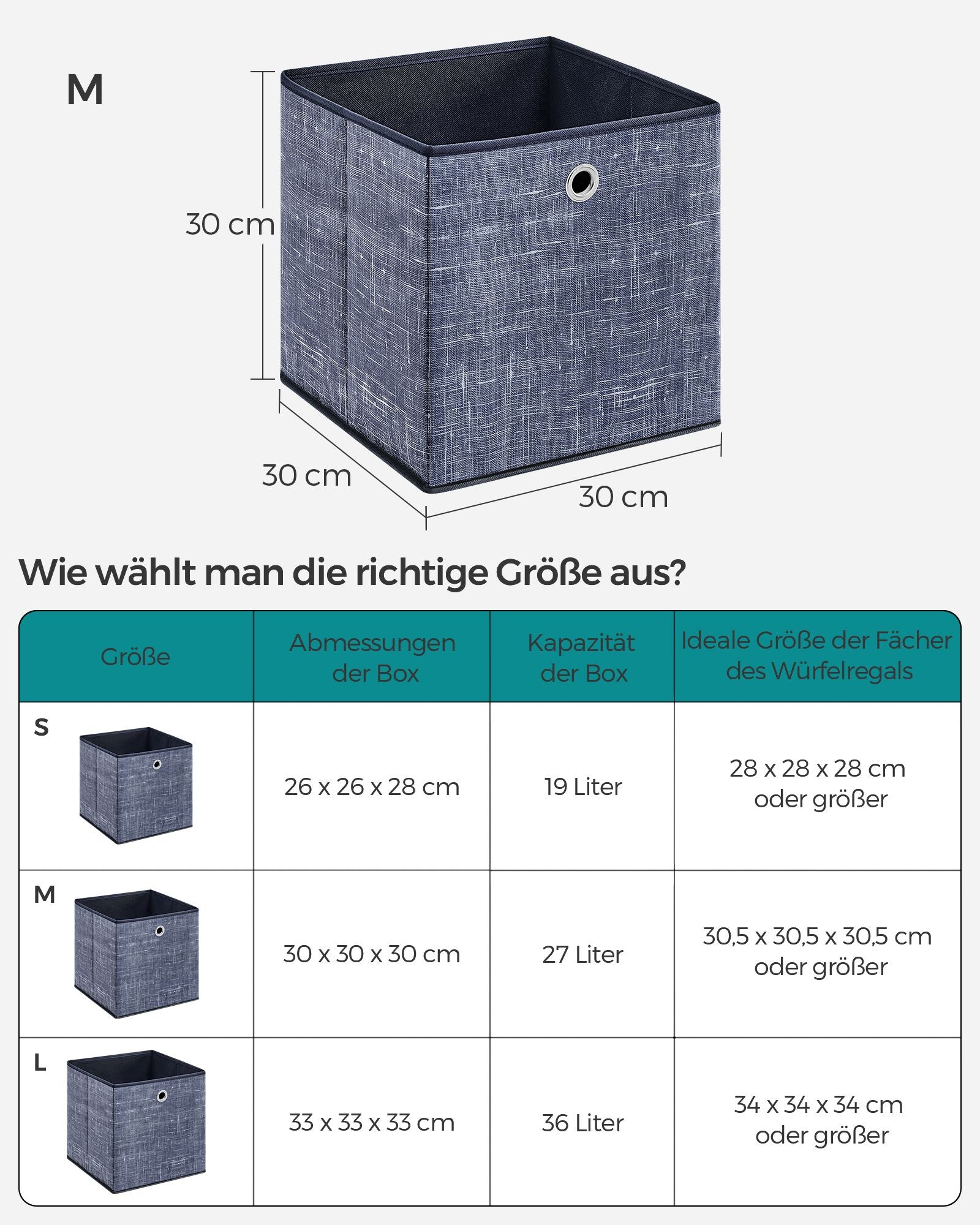 Opbergboxen – set van 6 – mistblauw