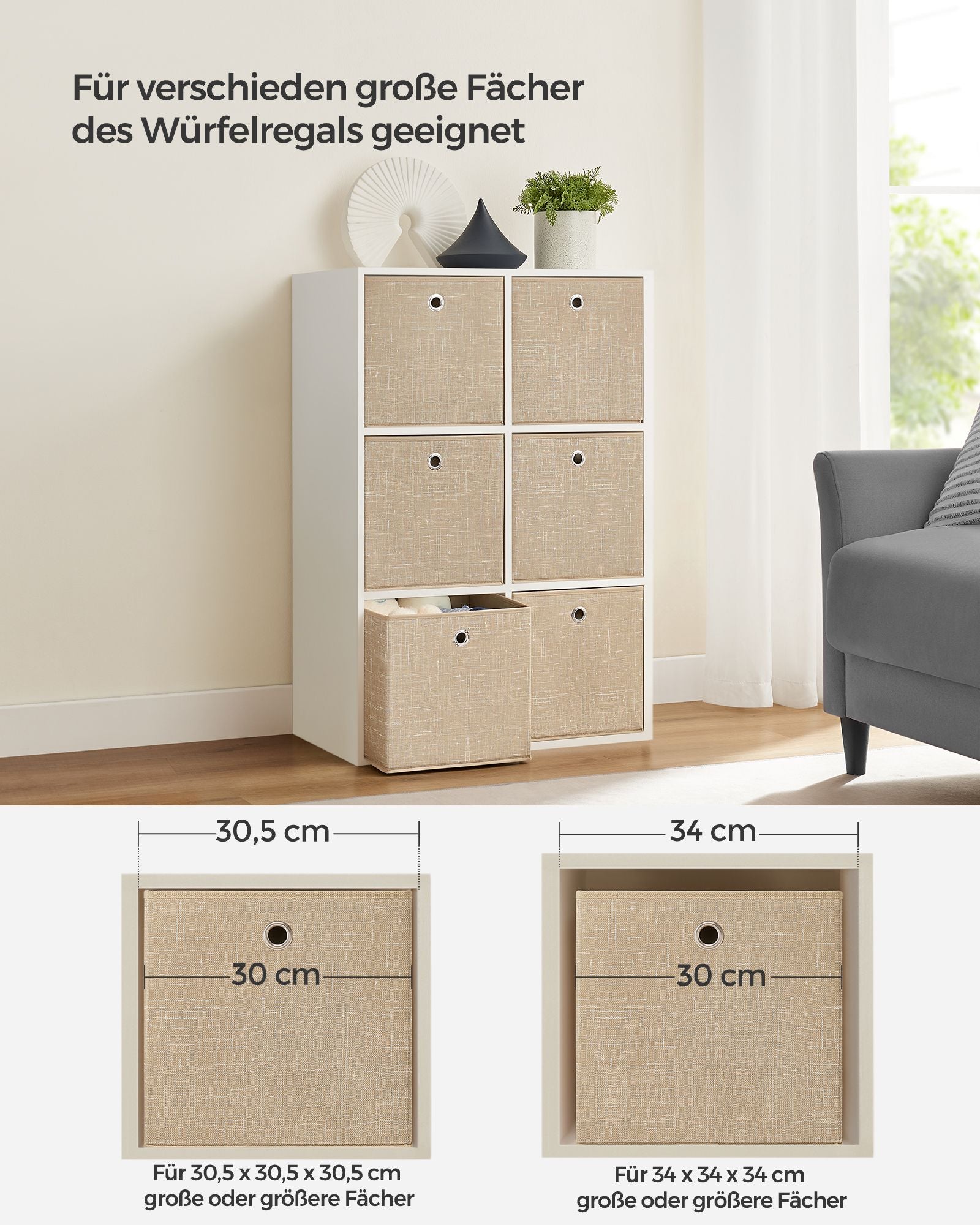 Opbergboxen set van 6 – gemêleerd grijs