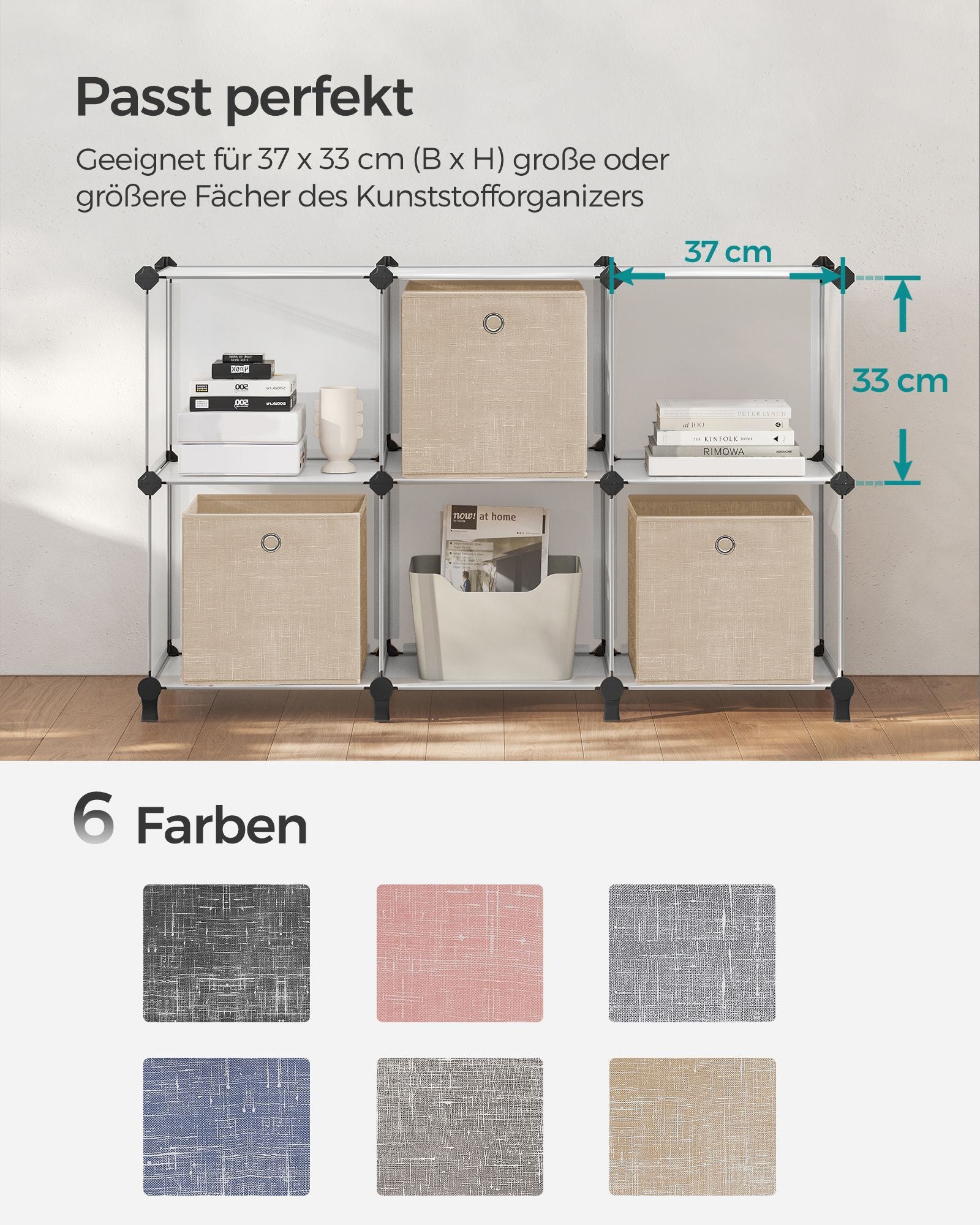 Opbergboxen set van 6 – gemêleerd grijs