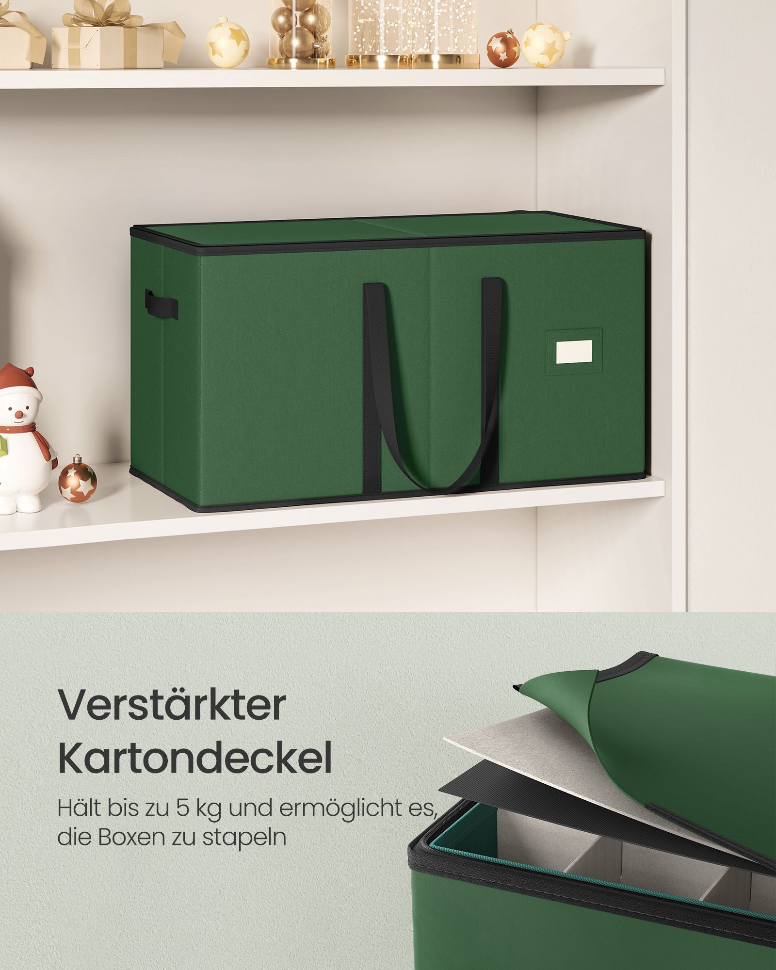 Opbergdoos voor kerstballen – Ruim en stevig – Bosgroen