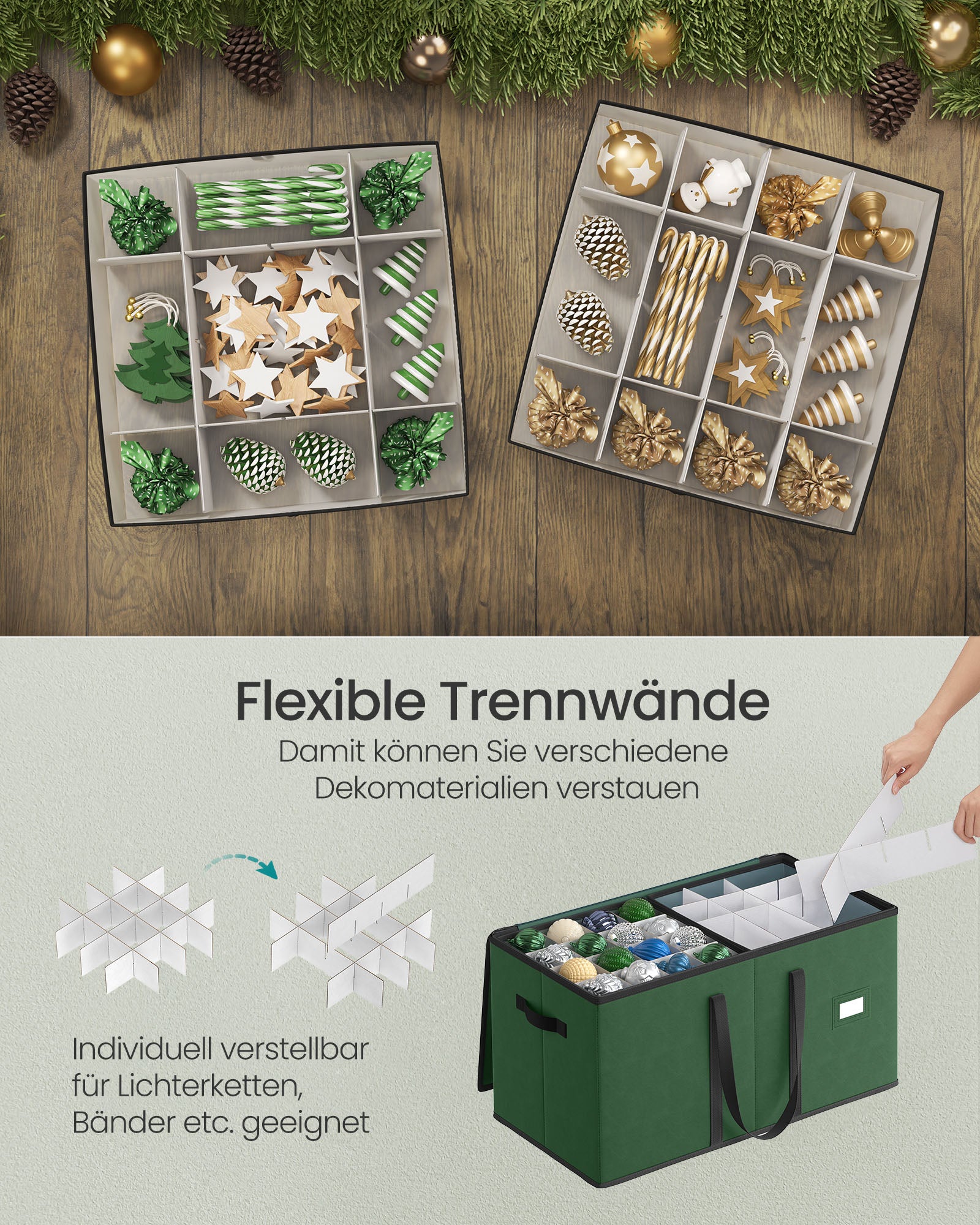 Opbergdoos voor kerstballen – Ruim en stevig – Bosgroen