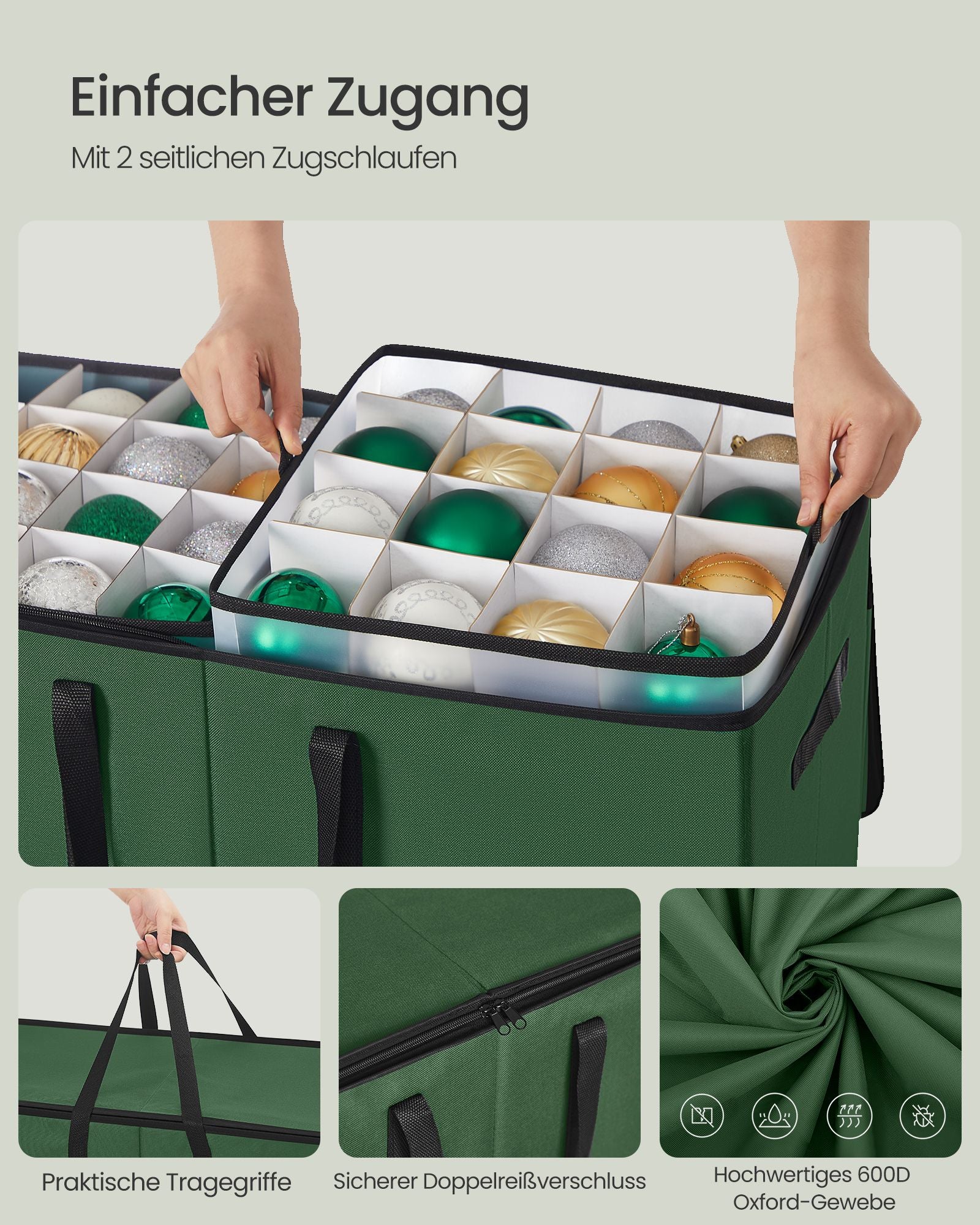 Opbergdoos voor kerstballen – Ruim en stevig – Bosgroen
