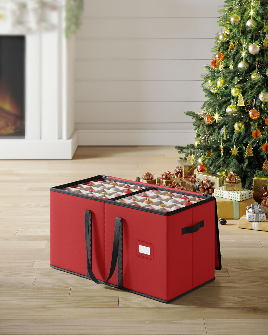 Opbergdoos voor kerstballen – Ruim en stevig – Kersenrood