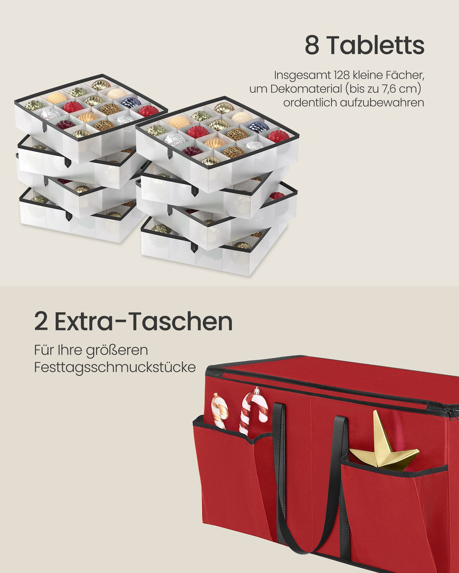 Opbergdoos voor kerstballen – Ruim en stevig – Kersenrood