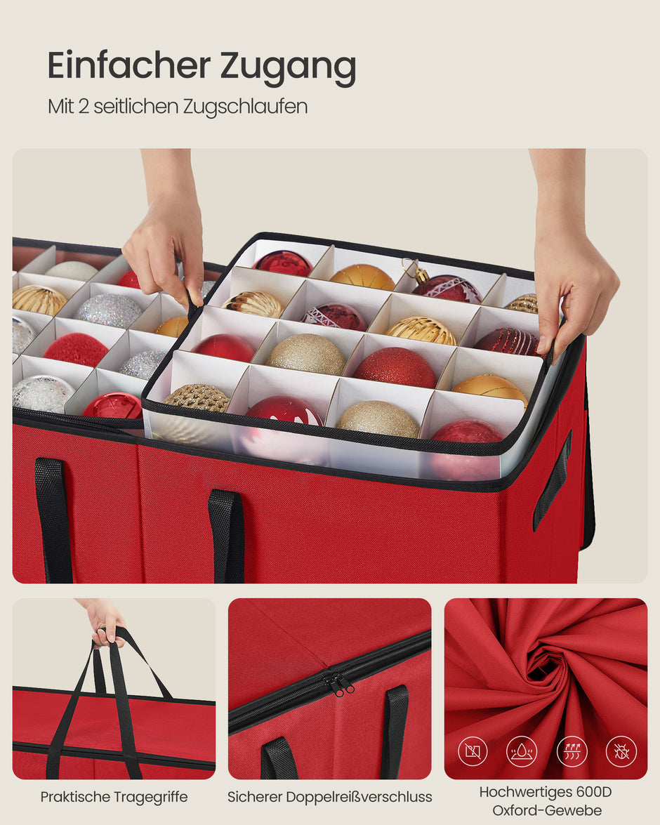 Opbergdoos voor kerstballen – Ruim en stevig – Kersenrood