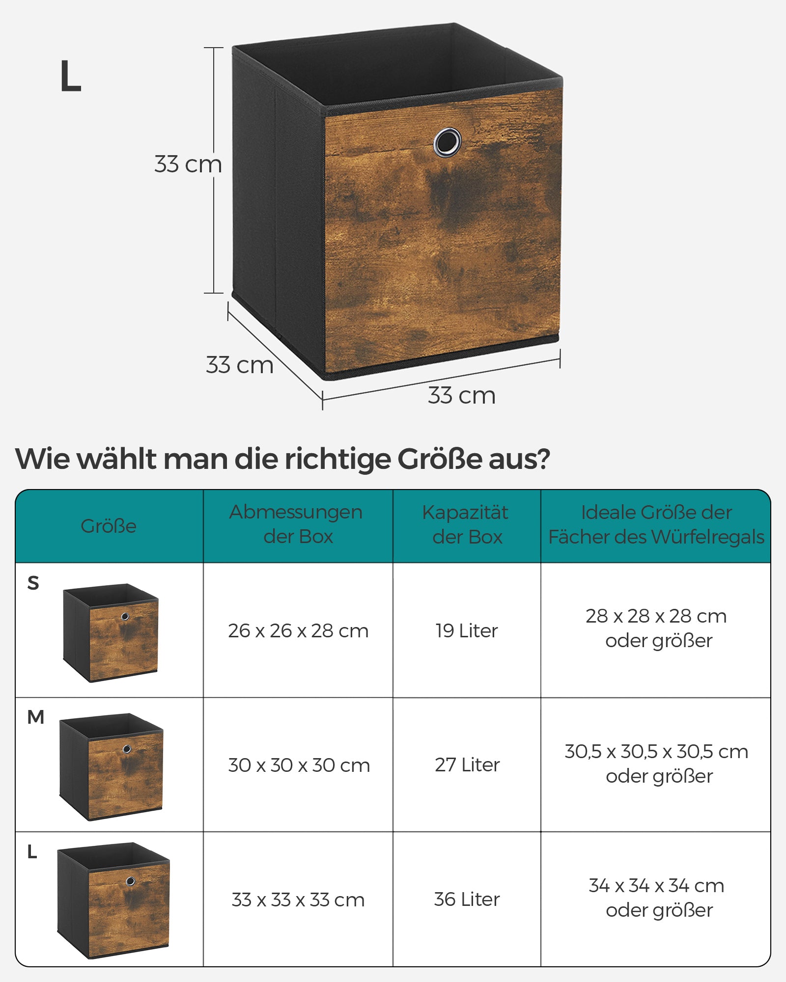Opbergdozen set van 6 – gemêleerd grijs – karton