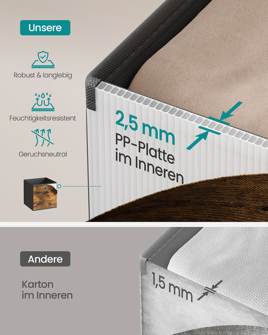 Opbergbox Set 8-delig – Opvouwbaar en praktisch – Vintagebruin/Zwart