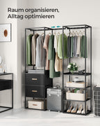 Kledingrek – met 2 lades – ebbenhoutzwart