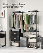 Kledingrek – met 2 lades – ebbenhoutzwart