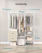 Kledingrek – met 2 lades – naturel beige