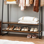 Kledingrek - Kapstok - Garderobe - 2 planken - Stalen frame - Bruin/zwart