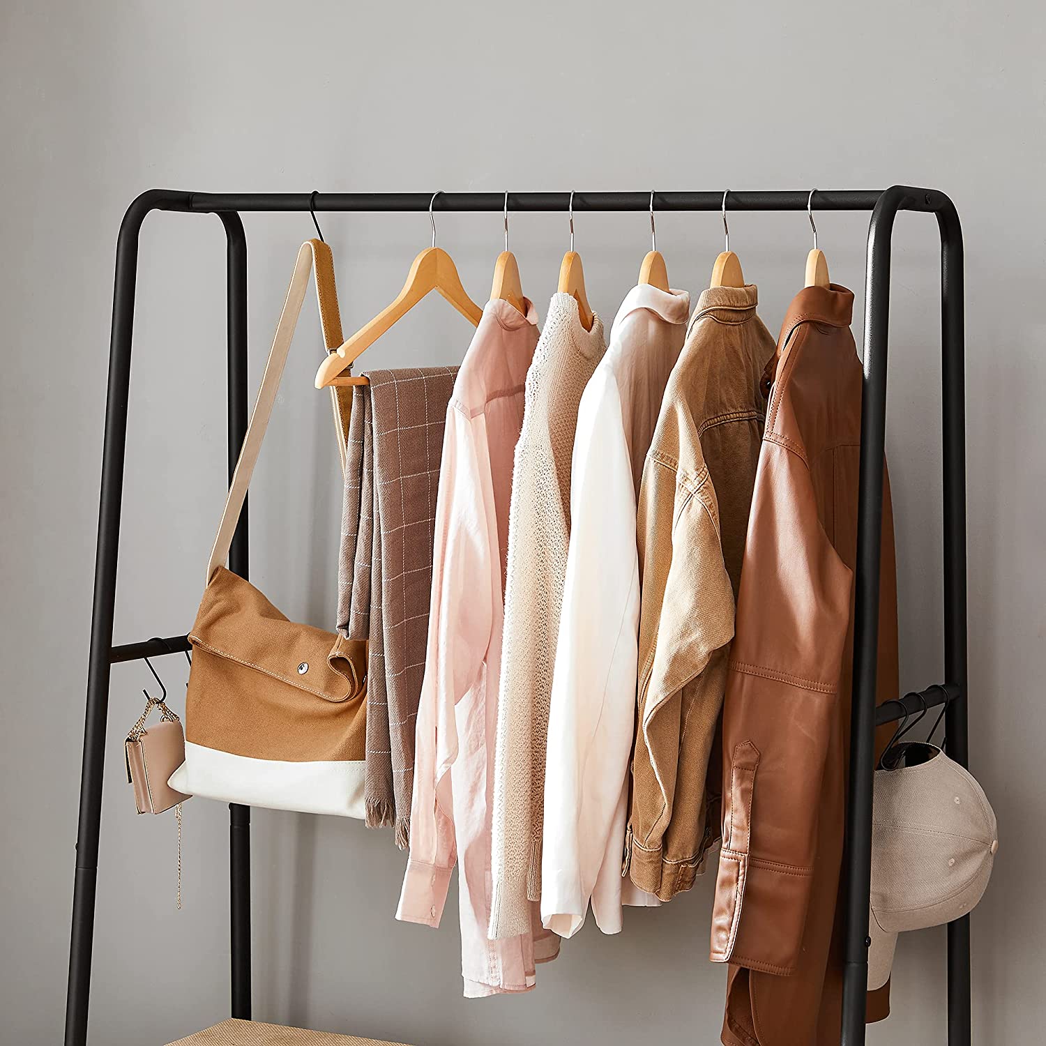 Kledingrek - Kapstok - Garderobe - 2 planken - Stalen frame - Bruin/zwart