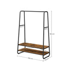 Kledingrek - Kapstok - Garderobe - 2 planken - Stalen frame - Bruin/zwart