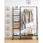 Kapstok - 5 niveaus - Met schoenenrek - 6 haken - Kledingstang - Industrieel design - 45 x 120 x 160 cm