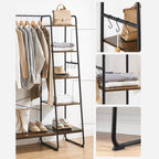 Kapstok - 5 niveaus - Met schoenenrek - 6 haken - Kledingstang - Industrieel design - 45 x 120 x 160 cm