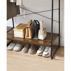 Kapstok - 5 niveaus - Met schoenenrek - 6 haken - Kledingstang - Industrieel design - 45 x 120 x 160 cm