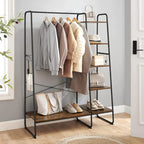 Kapstok - 5 niveaus - Met schoenenrek - 6 haken - Kledingstang - Industrieel design - 45 x 120 x 160 cm