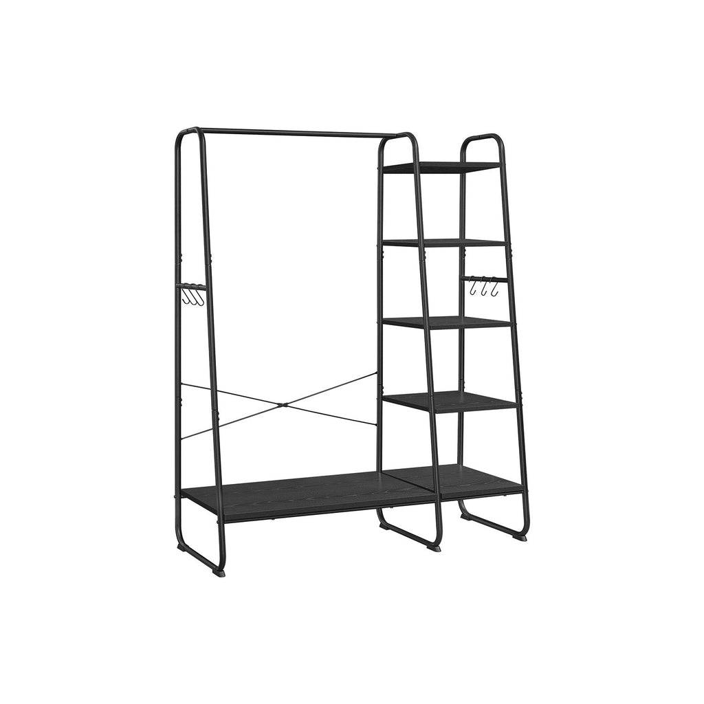 Kapstok - 5 niveaus - Met schoenenrek - 6 haken - Kledingstang - Industrieel design - 45 x 120 x 160 cm