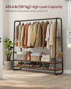 Kledingrek met 2 planken en 6 haken in vintage bruin-zwart