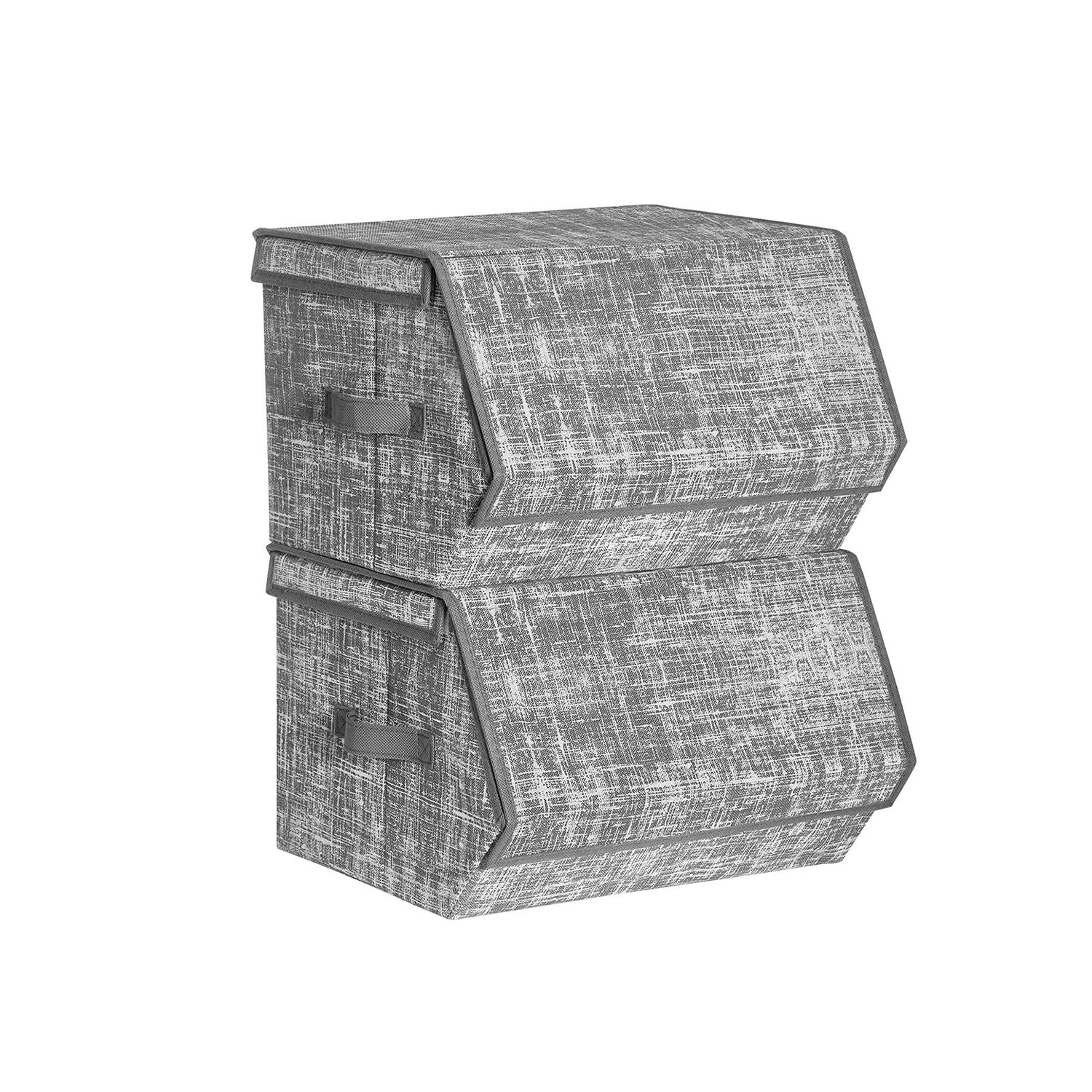 Opbergdozen – Stapelbaar en opvouwbaar – Set van 2 – Grijs