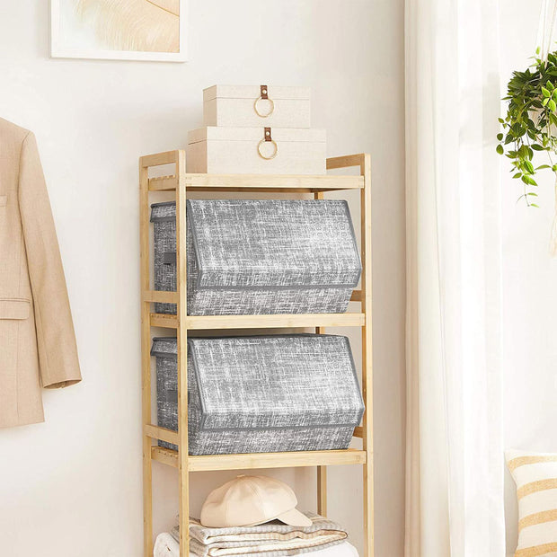 Opbergdozen – Stapelbaar en opvouwbaar – Set van 2 – Grijs