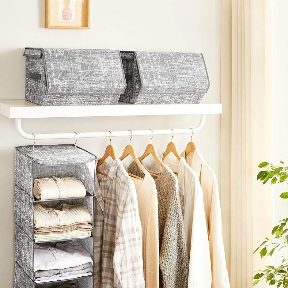 Opbergdozen – Stapelbaar en opvouwbaar – Set van 2 – Grijs