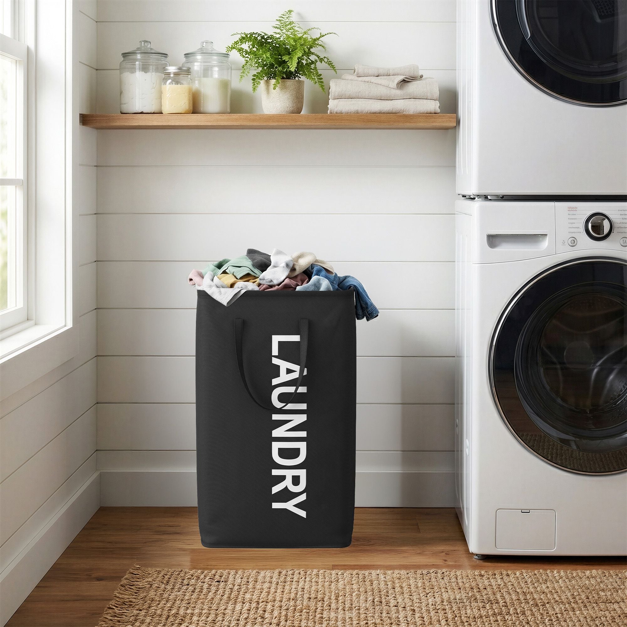 Opvouwbare Wasmand - 80 Liter - Met Handvatten - Oxford Stof - Zwart