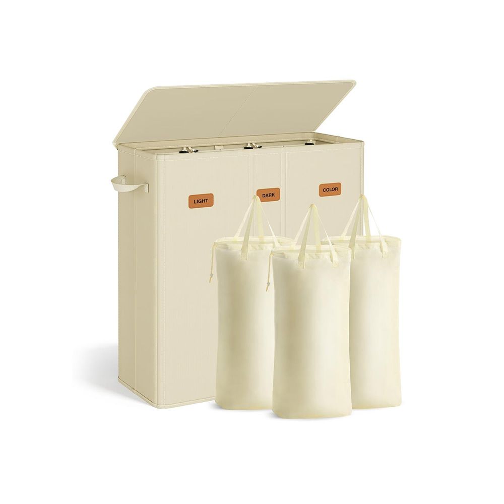 Wasmand – 3 compartimenten met deksel – wasbare binnenzak – Ink Black