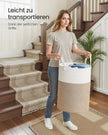 Wasmand - 40 x 40 x 60 cm - Katoenen touw - Wit-grijs-bruin - 15 kg capaciteit
