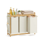 Wasmand 3 vakken 3 x 50 L 94 x 33 x 78 cm crèmewit