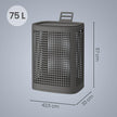 Wasmand - Met Deksel - 75 Liter - Smal - Donkergrijs