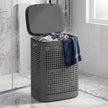 Wasmand - Met Deksel - 75 Liter - Smal - Donkergrijs