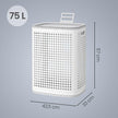 Wasmand - Met Deksel - 75 Liter - Smal - Witgrijs