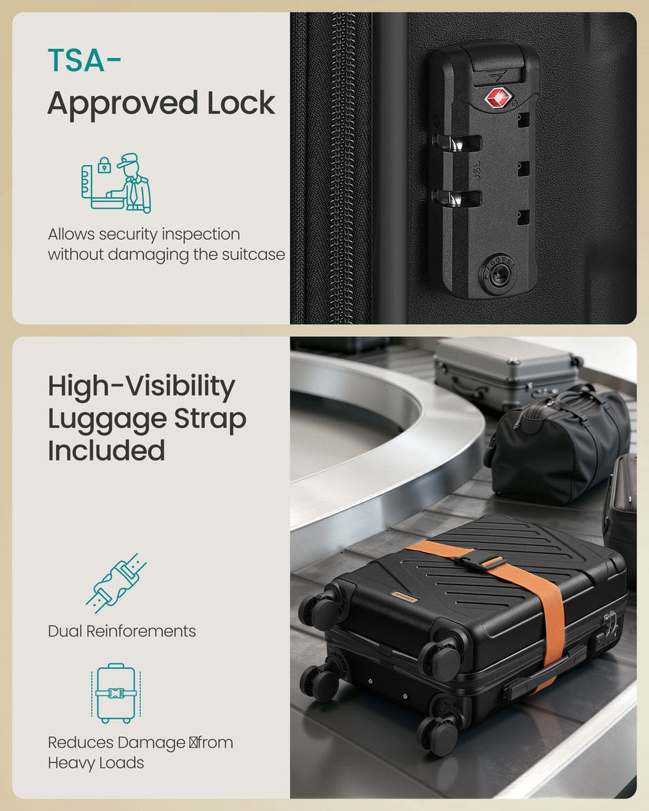 Hard Shell Suitcase Cabin TSA Lock Spinner Wheels - ABS Plastic and PA Plastic