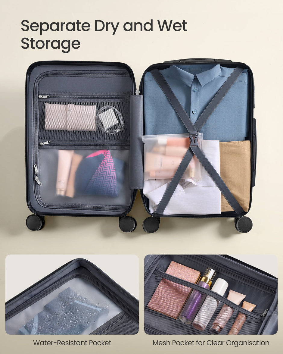 Hard Shell Suitcase Cabin TSA Lock Spinner Wheels - ABS Plastic and PA Plastic