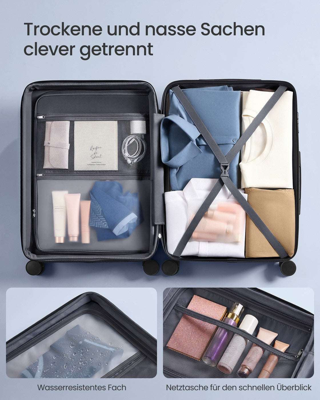 Koffer - 65 x 45 x 25 cm - Havenblauw - 4,2 kg - Maximaal draagvermogen 15 kg