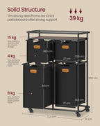 Wassorteerder met wielen en 4 uitneembare zakken - Inktzwart kastanjebruin